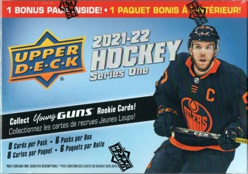 Upper Deck 2021 2022 Hockey Series 1 Factory Sealed Unopened Blaster Box of Packs Possible Young Guns Rookies and Jerseys - Image 2